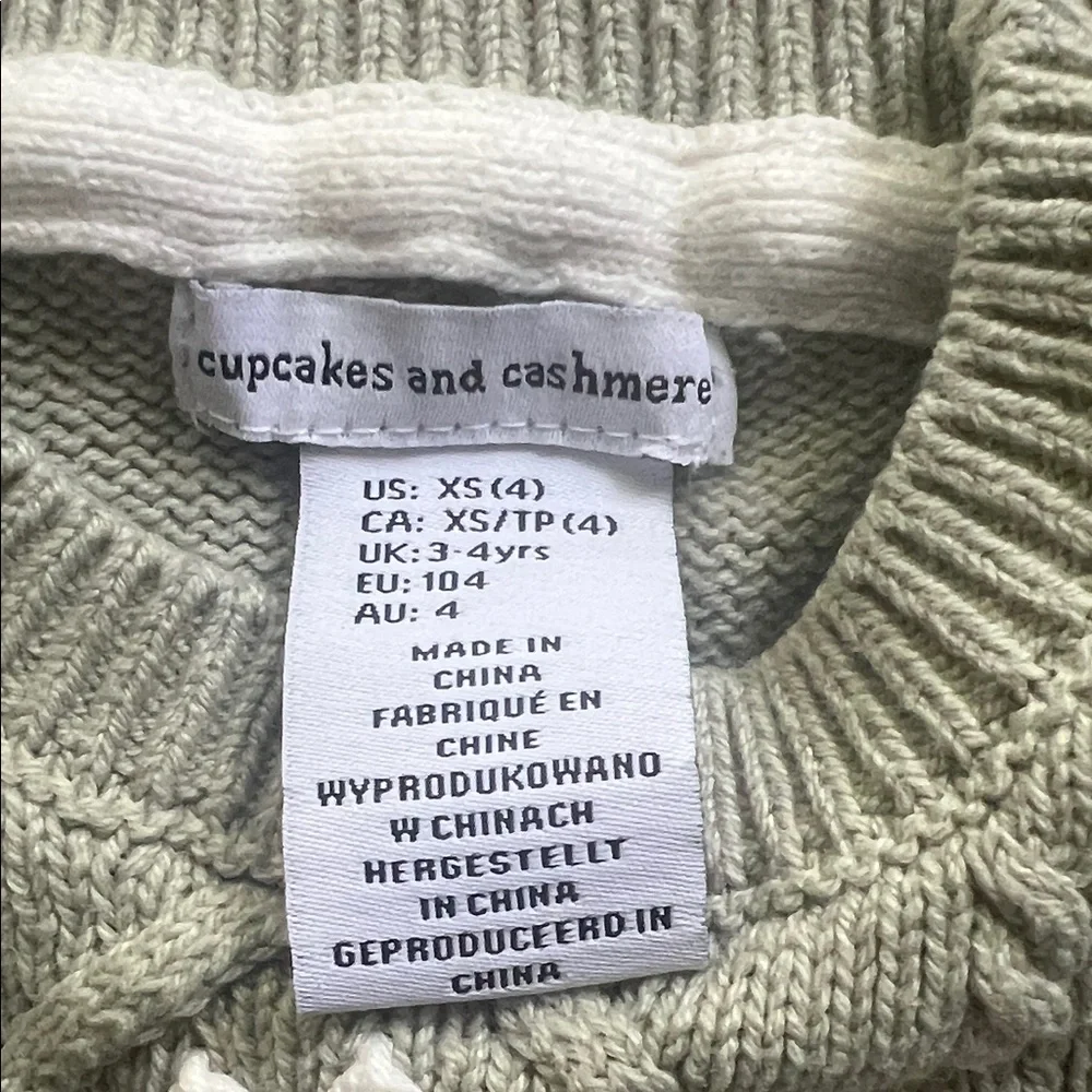 Cupcakes and Cashmere XS Knit Dress – Olive Green with Floral Details